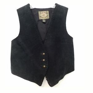 Black Leather Formal Vest w Adjustable Tie on Back